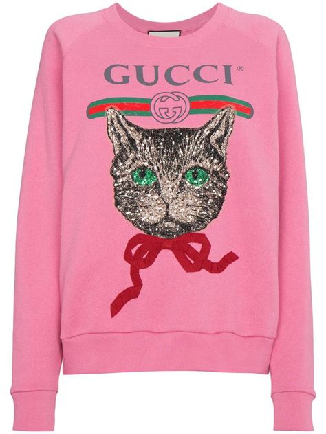 gucci pink cat sweatshirt|gucci pink and green sweater.